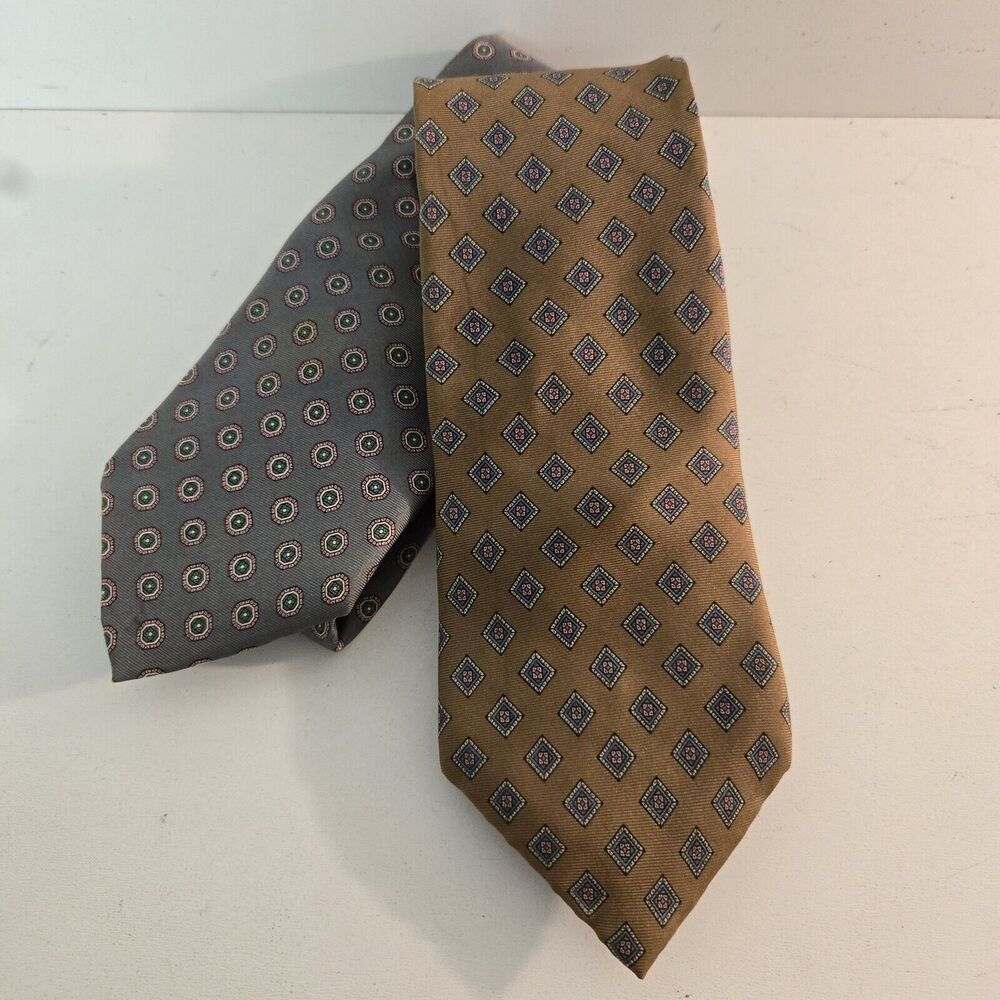 Etienne Aigner 1990s Geometric Tie‎ Set Of 2 Geometric Neck Ties 57" - 3.25"